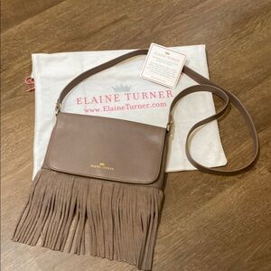 Elaine Turner Brown Fringe Crossbody Bag